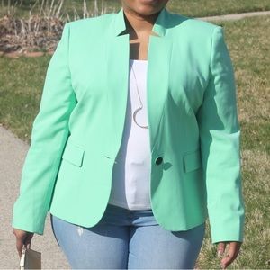 Mint Green Collarless Blazer